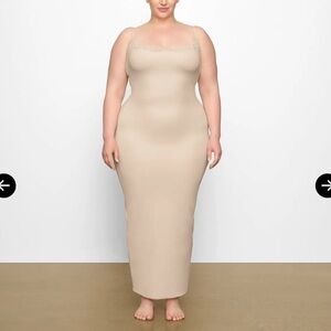 SKIMS FITS EVERYBODY LACE LONG SLIP DRESS SAND XS